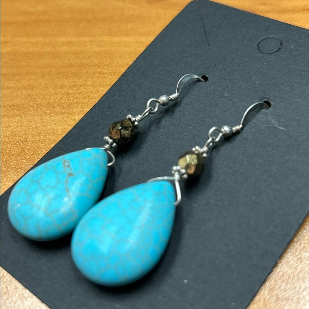 Turquoise and Silver Dangle Earrings